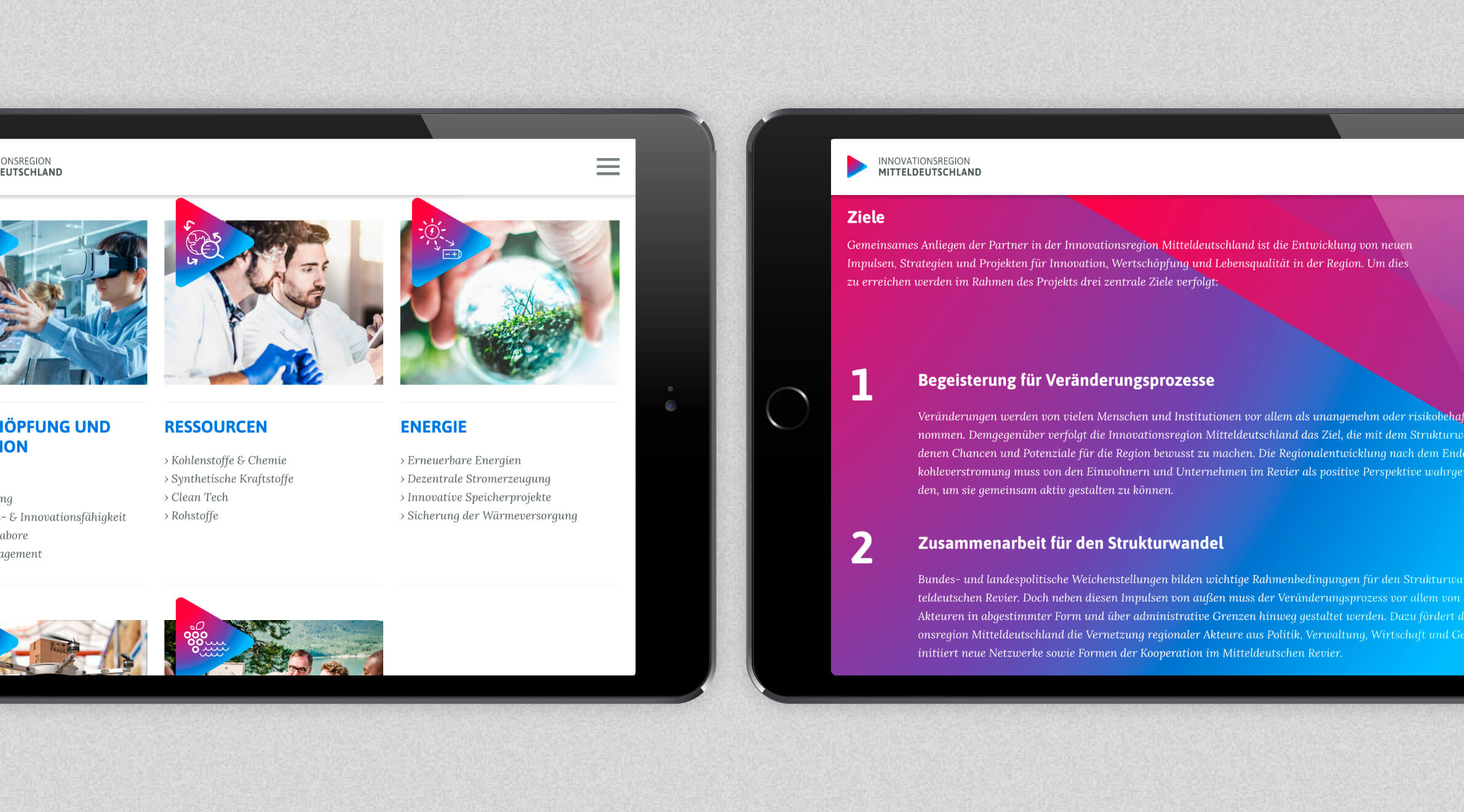 Innovationsregion Mitteldeutschland, Website - Tablet