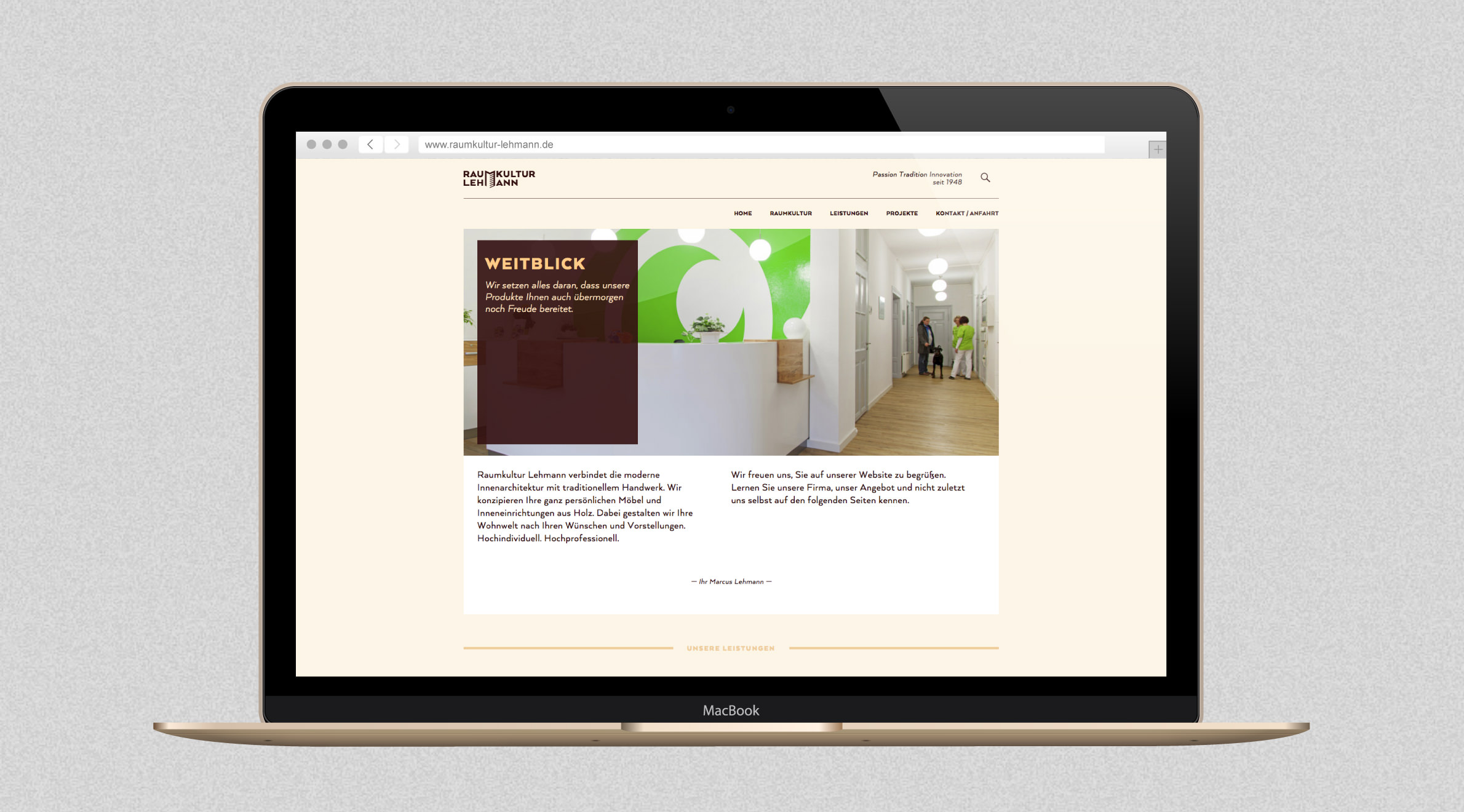 Raumkultur Lehmann, Website - Desktop