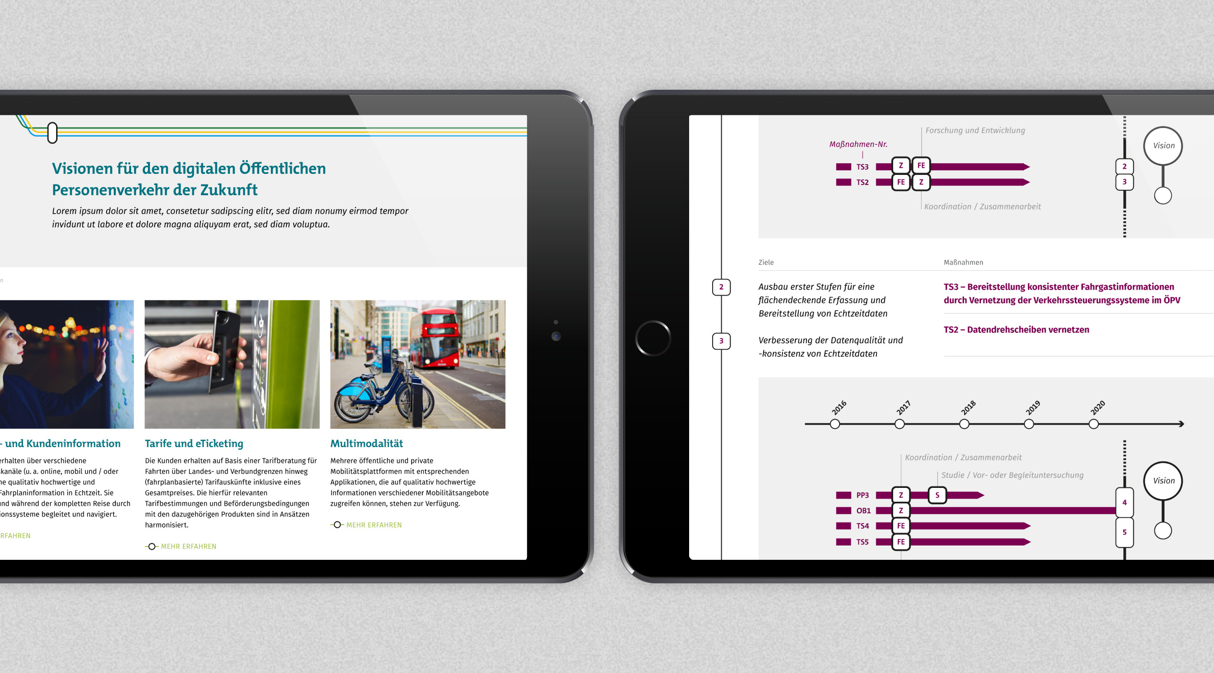 TÜV Rheinland - Digitale Vernetzung im Öffentlichen Personenverkehr, Webdesign - Tablet