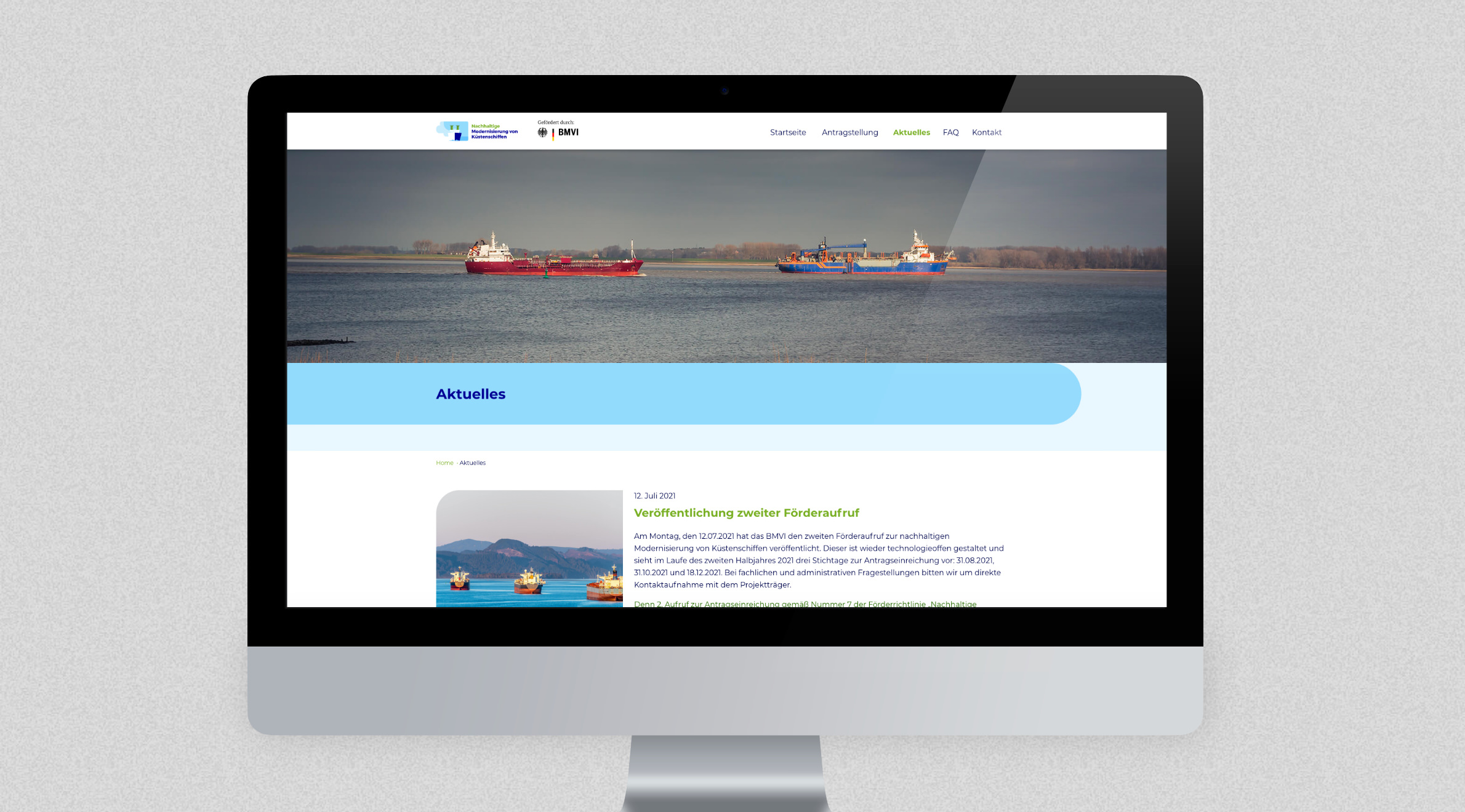TÜV Rheinland Nachhaltige Modernisierung von Küstenschiffen, Website - Desktop