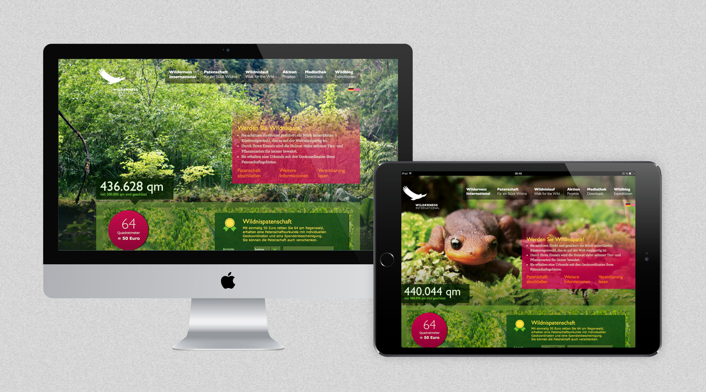 Wilderness International, Website - Landingpage