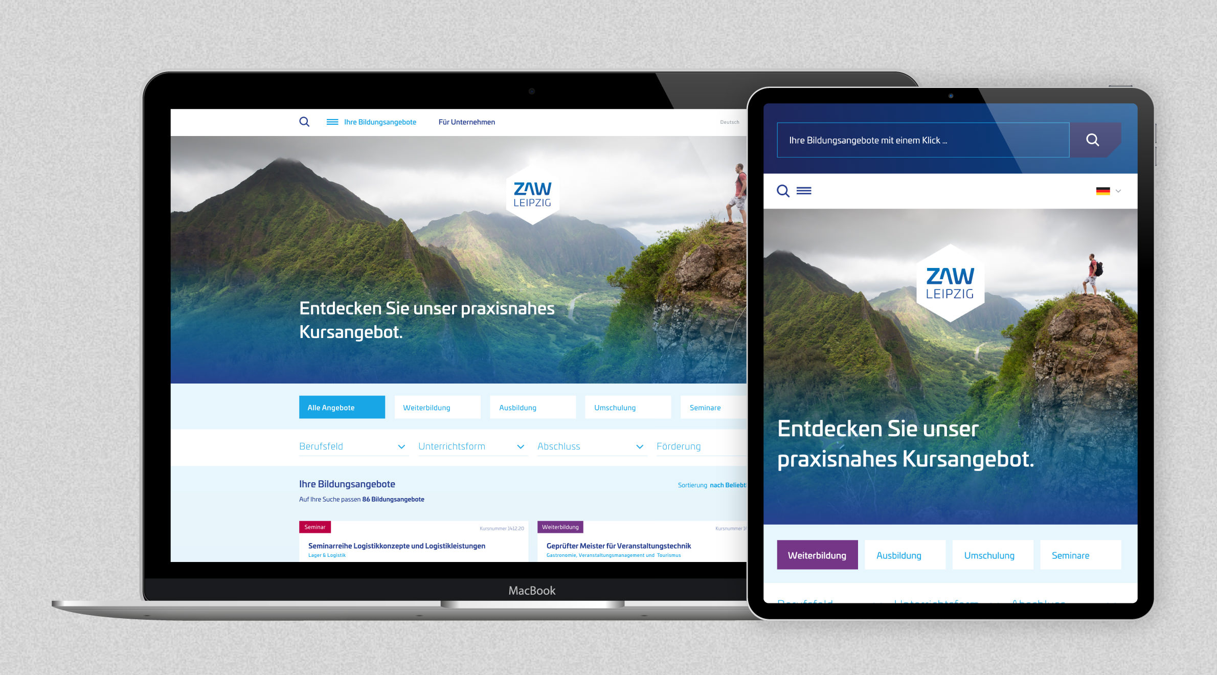 Zentrum für Aus- und Weiterbildung Leipzig, Website - Desktop | Tablet