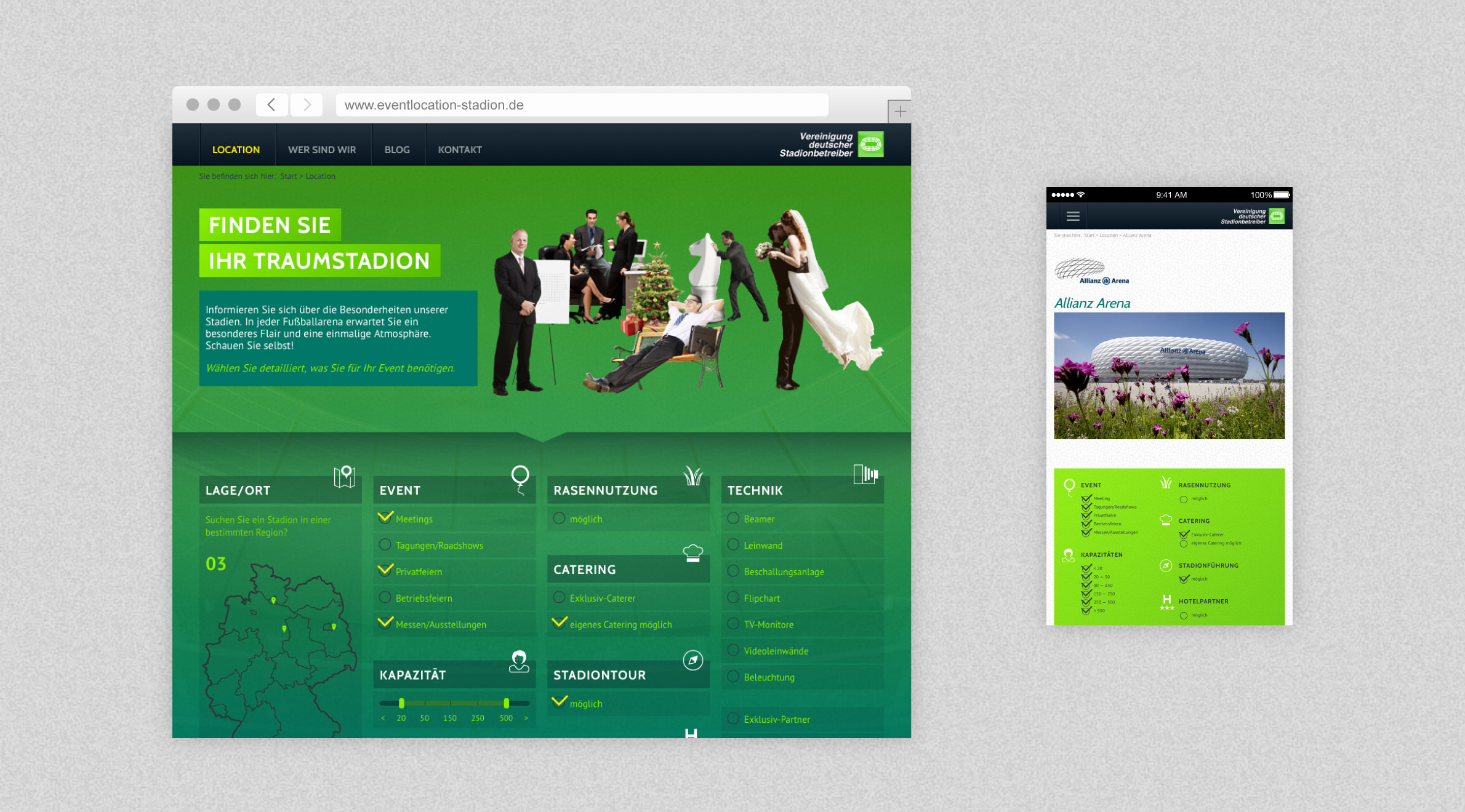 Vereinigung deutscher Stadionbetreiber, Website - Responsive Webdesign